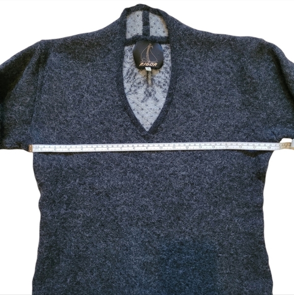 RIGOR Thick Knit 100% Baby Alpaca Unique Cozy V-Neck Longsleeved Sweater, Size S - Picture 7 of 9